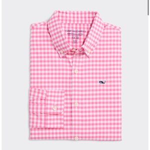 Vineyard Vines boys Pink Gingham Button-Up Shirt